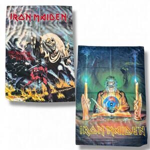 2 Vintage Iron Maiden Banner Tapestry Fabric Poster Number Beast Clairvoyant